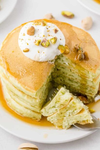 Pancakes à la pistache (avec mélange à pudding !)