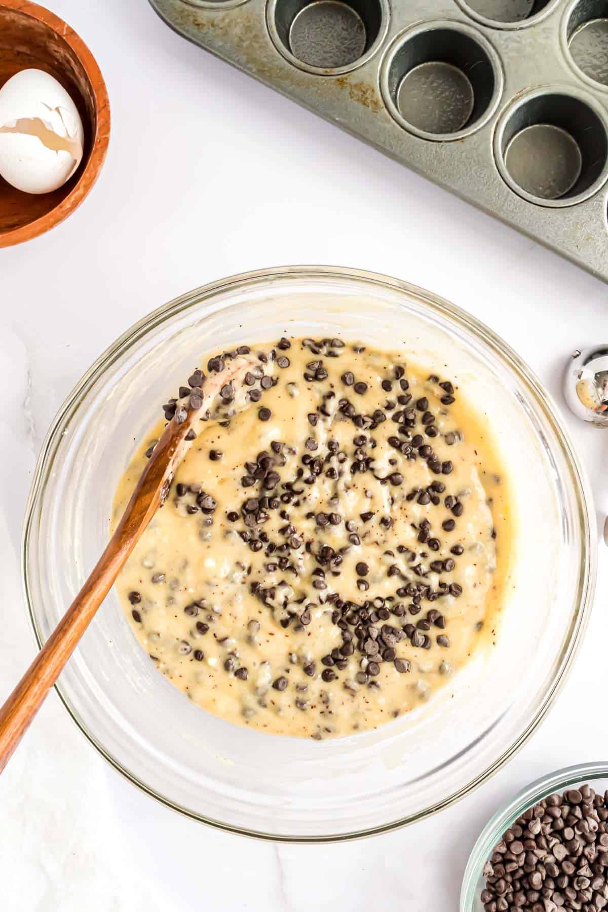 Pâte avec pépites de chocolat.