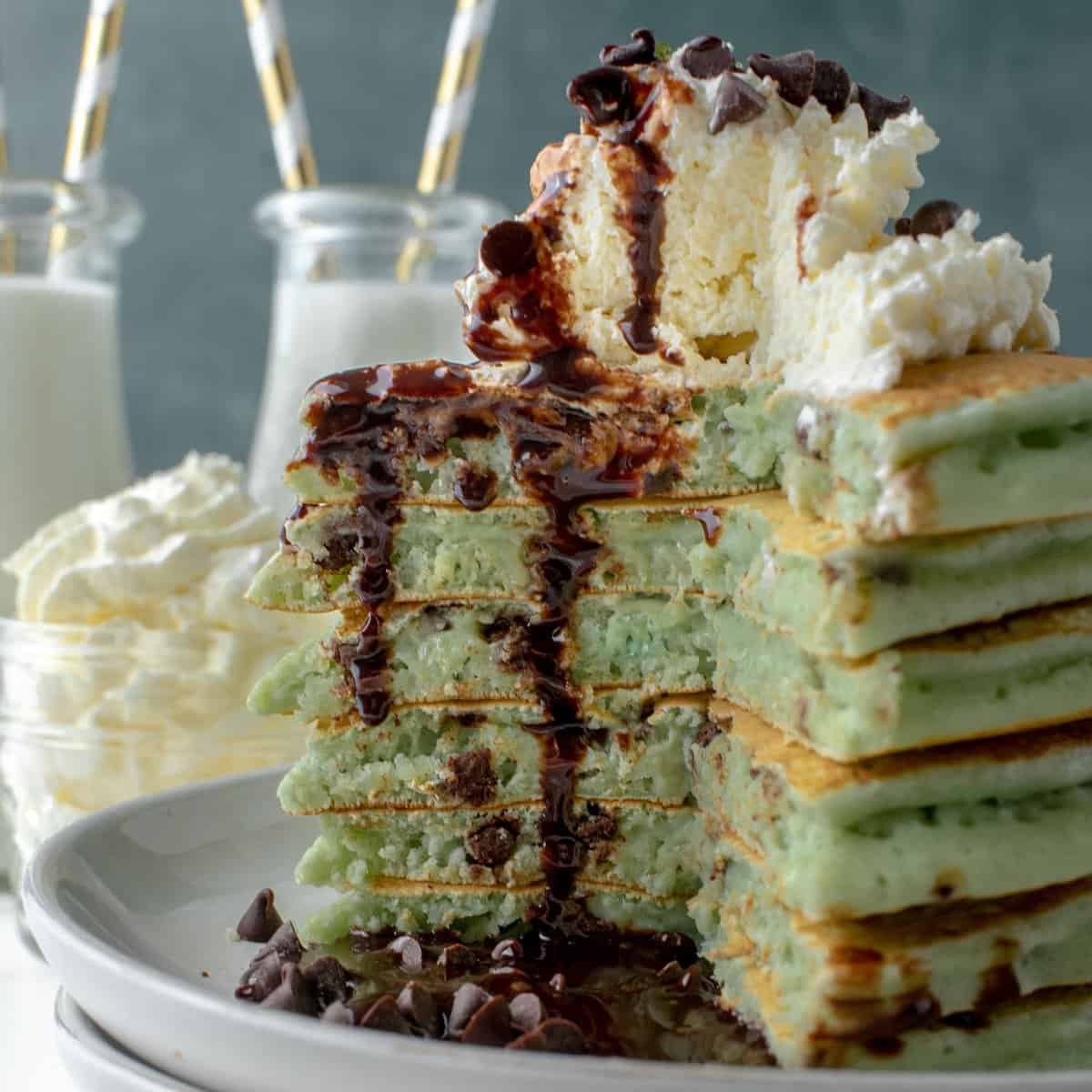 Pancakes à la menthe et pépites de chocolat