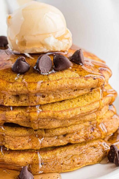 Pancakes aux Pépites de Chocolat et à la Citrouille