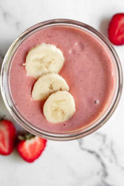 Smoothie Fraise, Banane et Beurre de Cacahuète façon Pancake