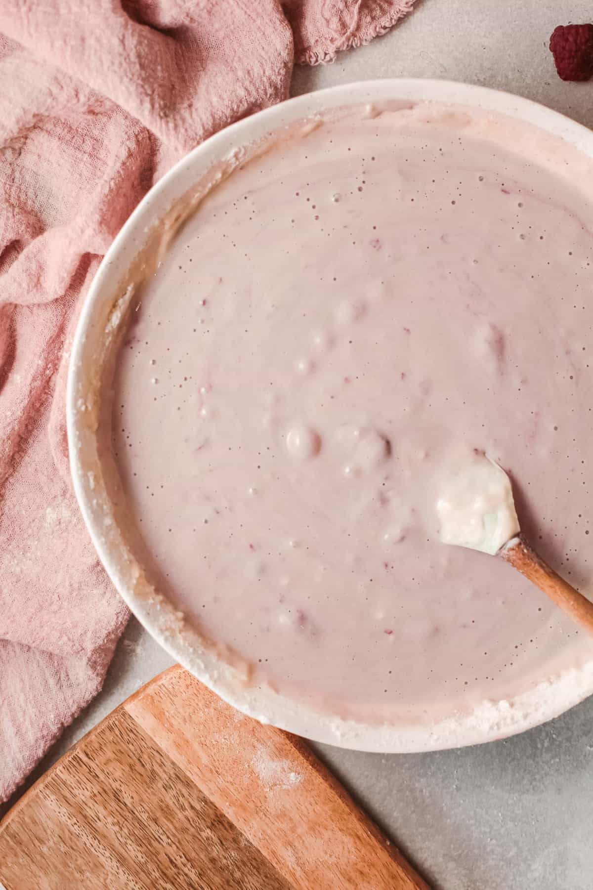 Pâte à pancake aux framboises.