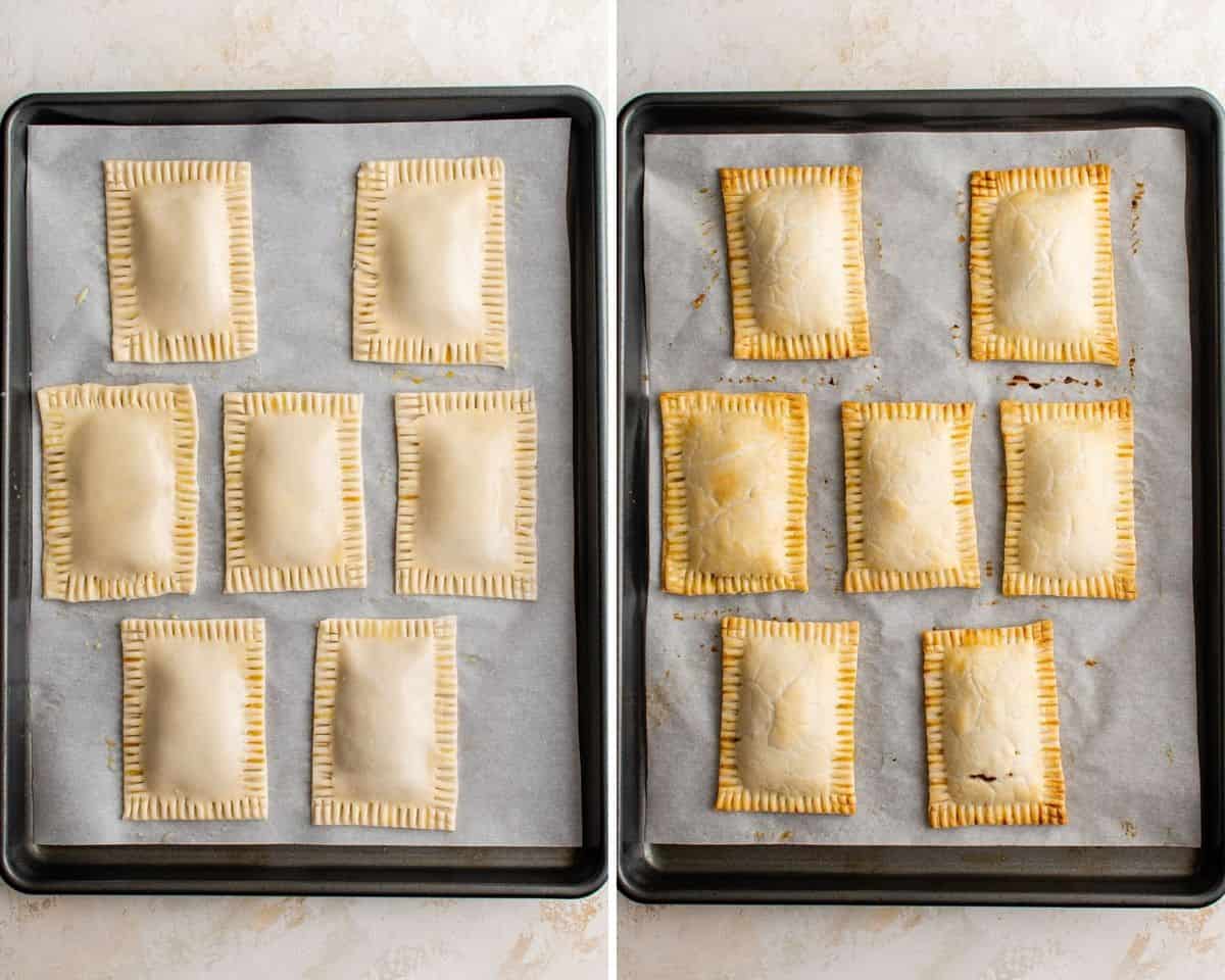 Pop tarts avant et après cuisson.
