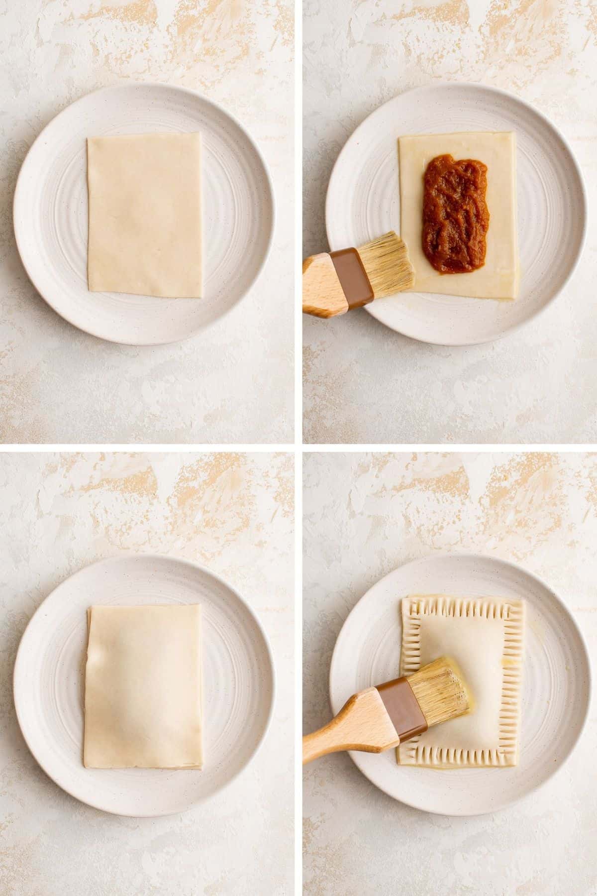 4 étapes pour farcir et sceller une pop tart.