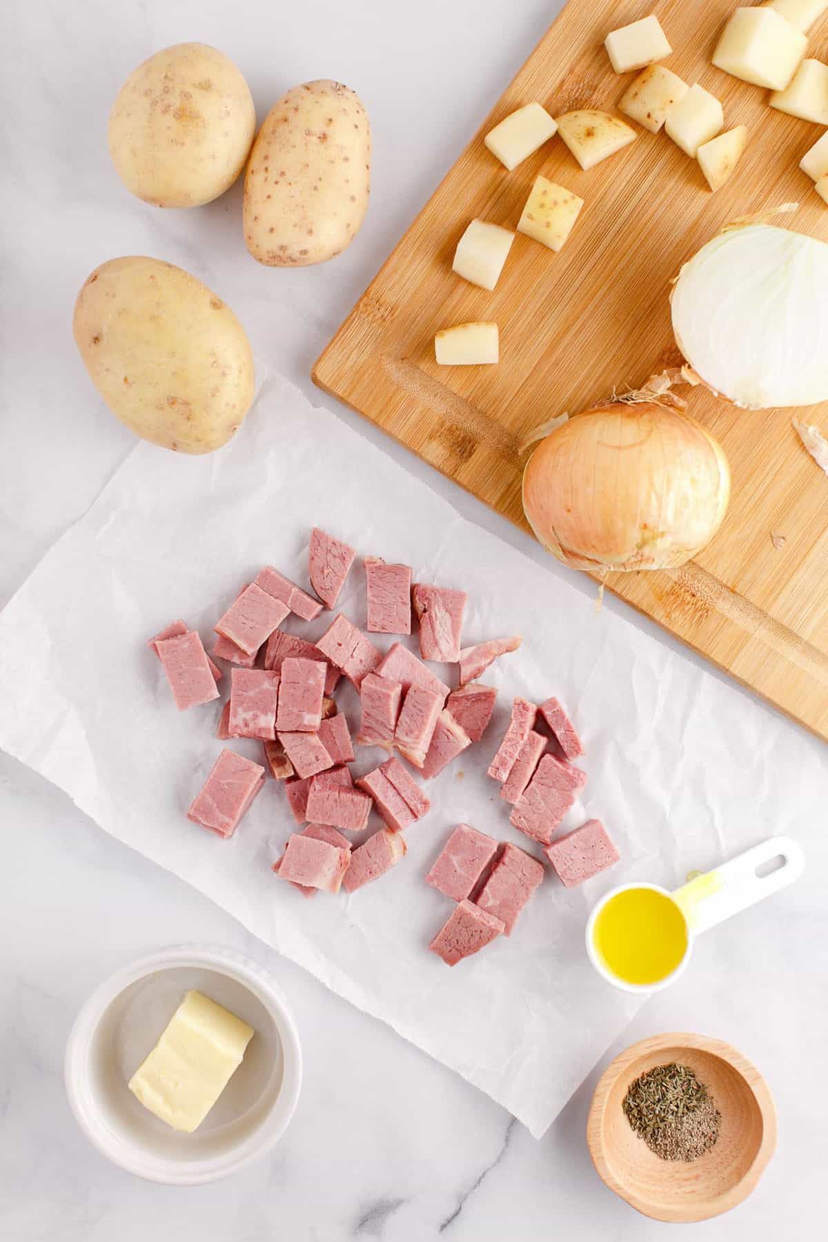 Vue d'ensemble des ingrédients nécessaires à la recette.